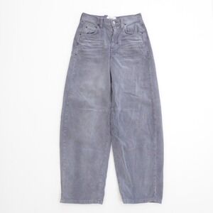 BDG Womens Logan Corduroy Pants Blue High Rise Barrel Wide Leg Cinch Back 26x32